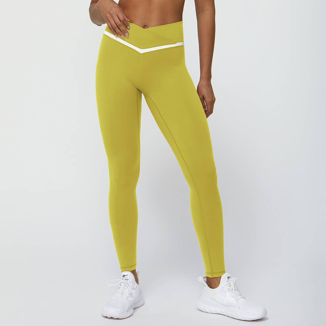 Women Color Block Fitness Cross Waist Sport Yoga Leggings