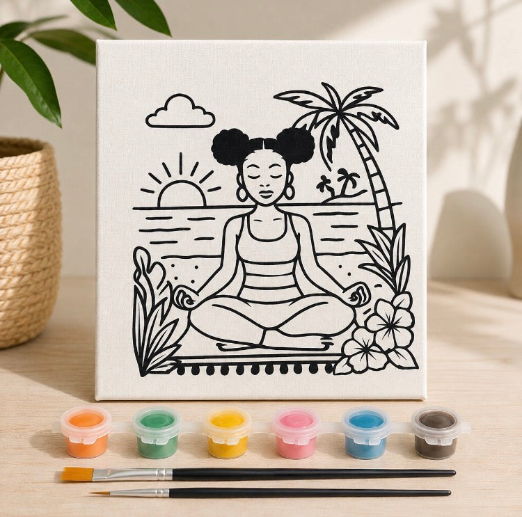 Tropical Meditation Paint Kit for Adults – 8x8 DIY Canvas Painting Kit