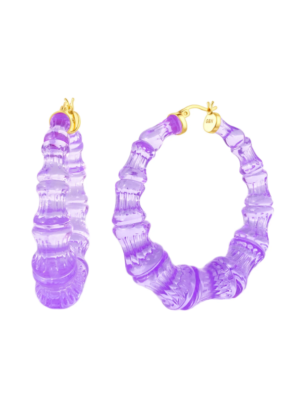 LUCITE BAMBOO HOOP EARRINGS