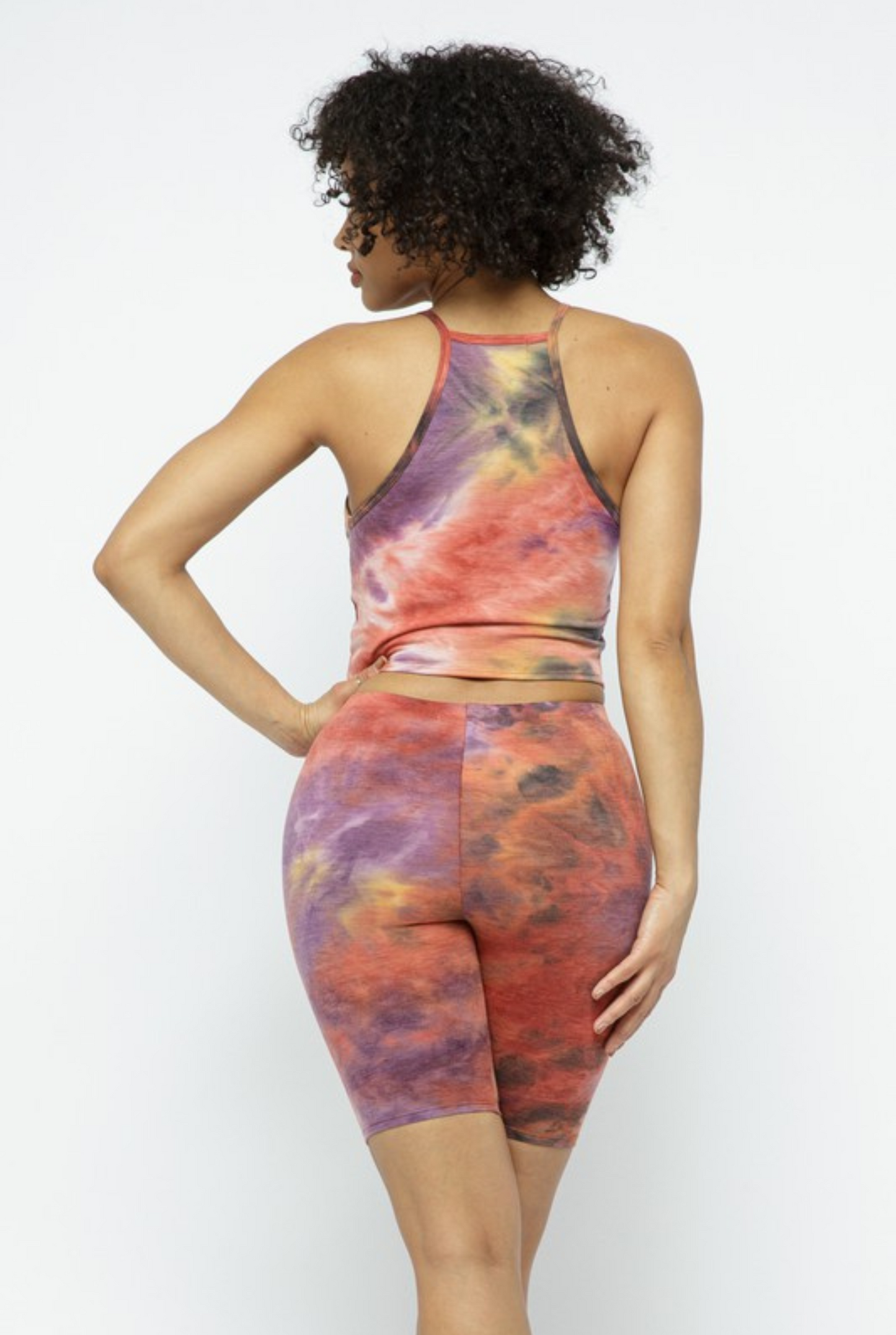 Tie Dye Tops And Bikers Shorts Set