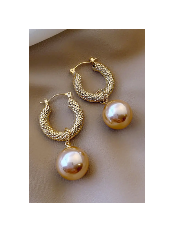 Gold Mini Hoop Pearl Earrings