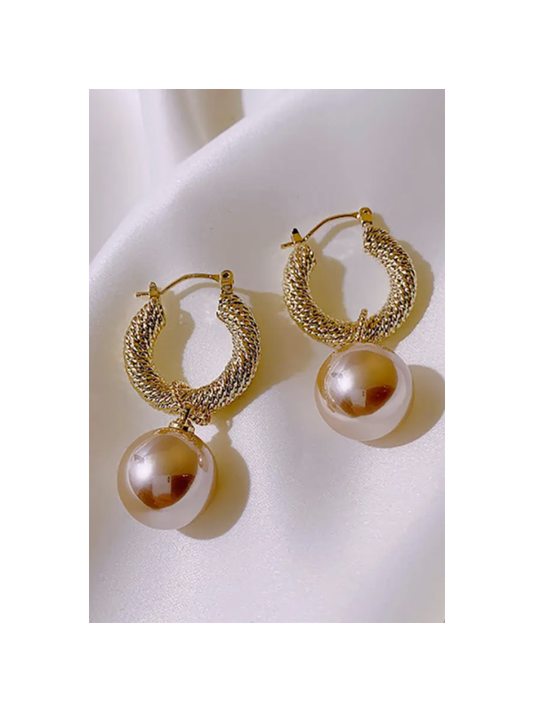 Gold Mini Hoop Pearl Earrings