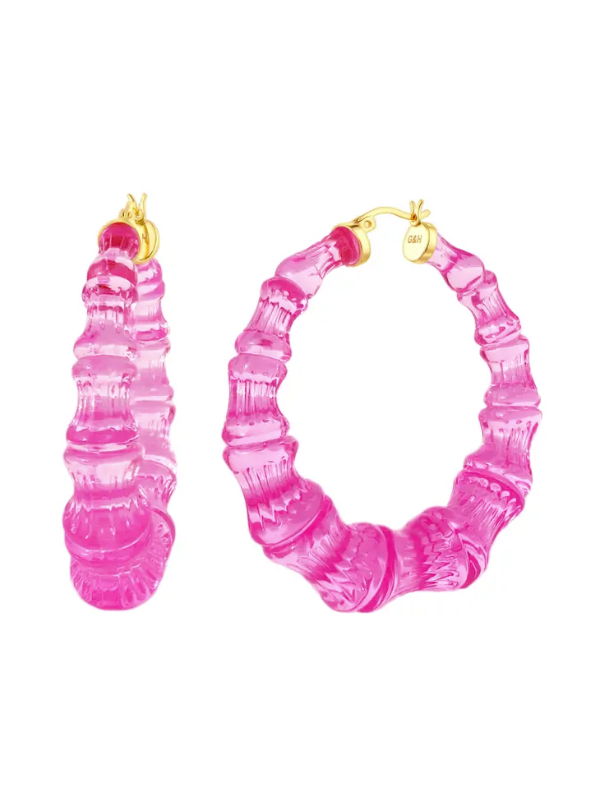 LUCITE BAMBOO HOOP EARRINGS