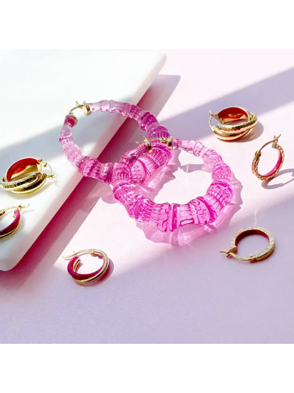 Lucite Bamboo Hoop Earrings