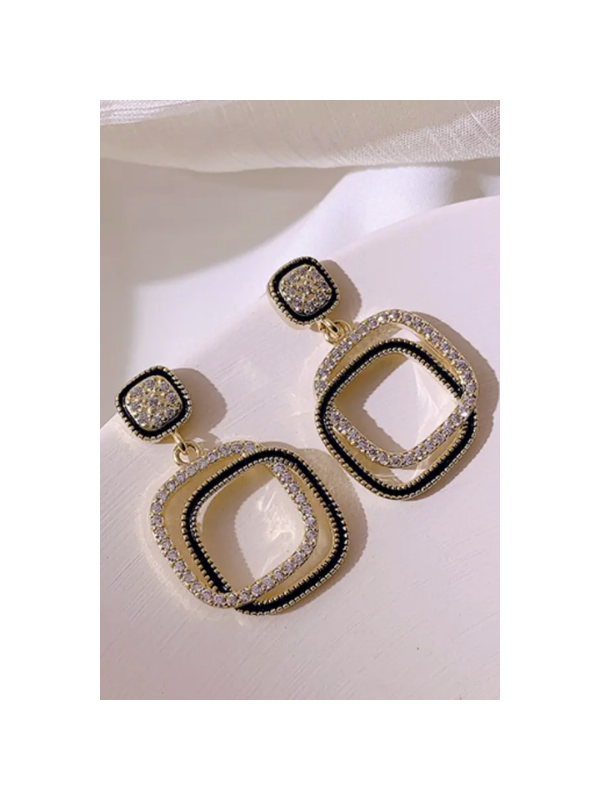 Square Shape Rhinestone Earrings