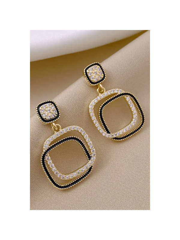 Square Shape Rhinestone Earrings