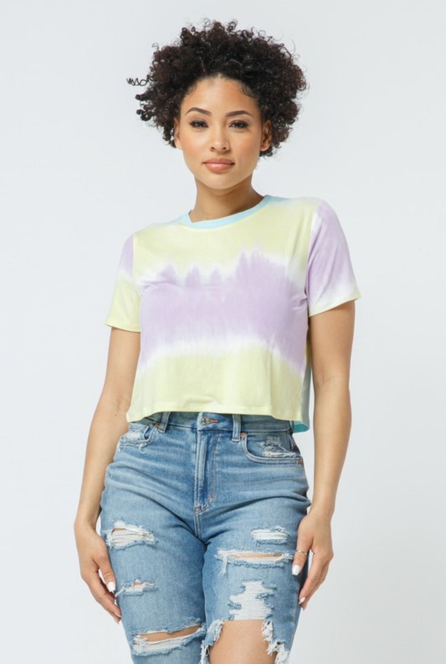 Tie Dye Ombre Print Short Sleeve Top