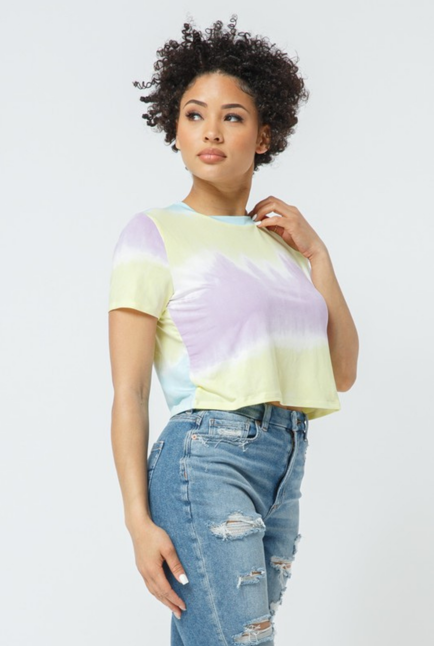 Tie Dye Ombre Print Short Sleeve Top