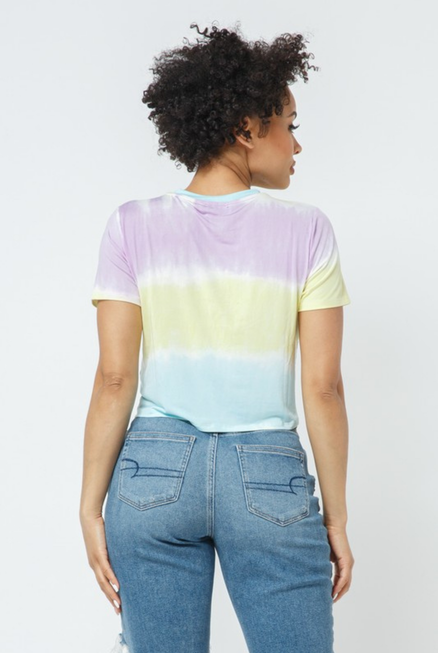 Tie Dye Ombre Print Short Sleeve Top