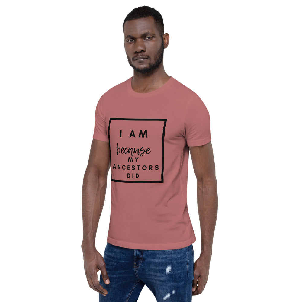 mauve i am because my ancestors did t shirt