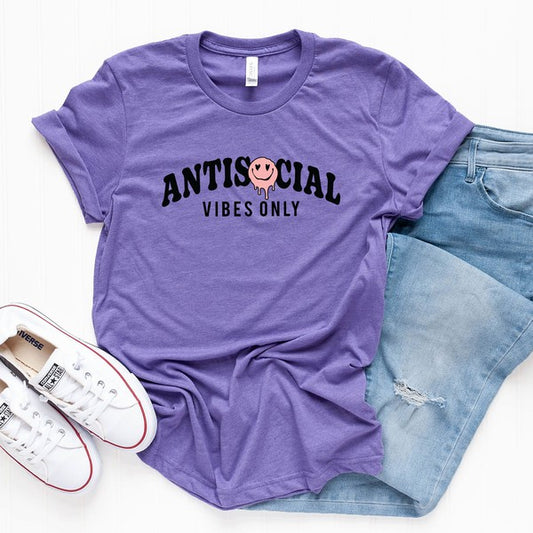 Antisocial Vibes Only Short Sleeve Graphic Tee