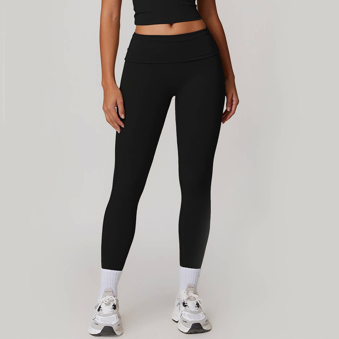 Women Fold Over Waist Fitness Pants Yoga Spors Leggings