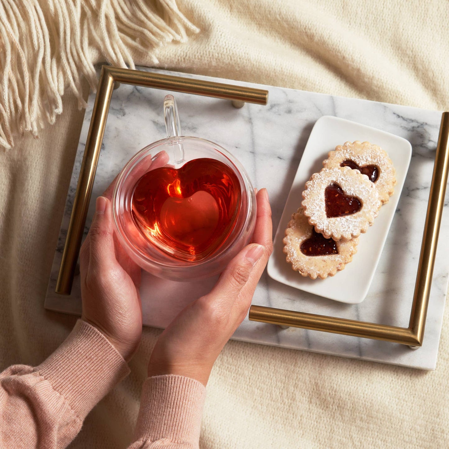 Kendall™ Double Walled Insulated Glass Mug Heart Shaped