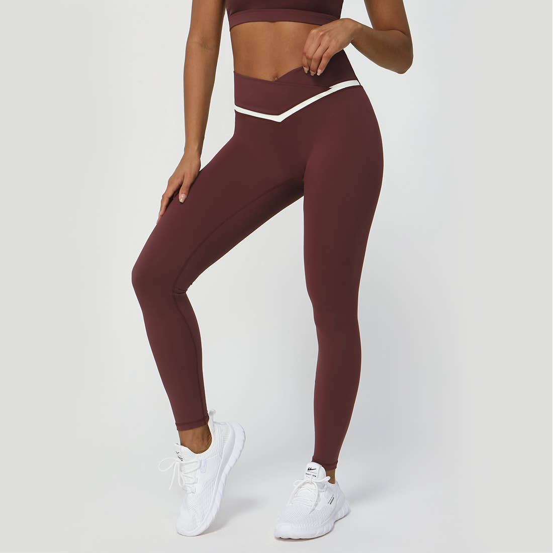 Women Color Block Fitness Cross Waist Sport Yoga Leggings