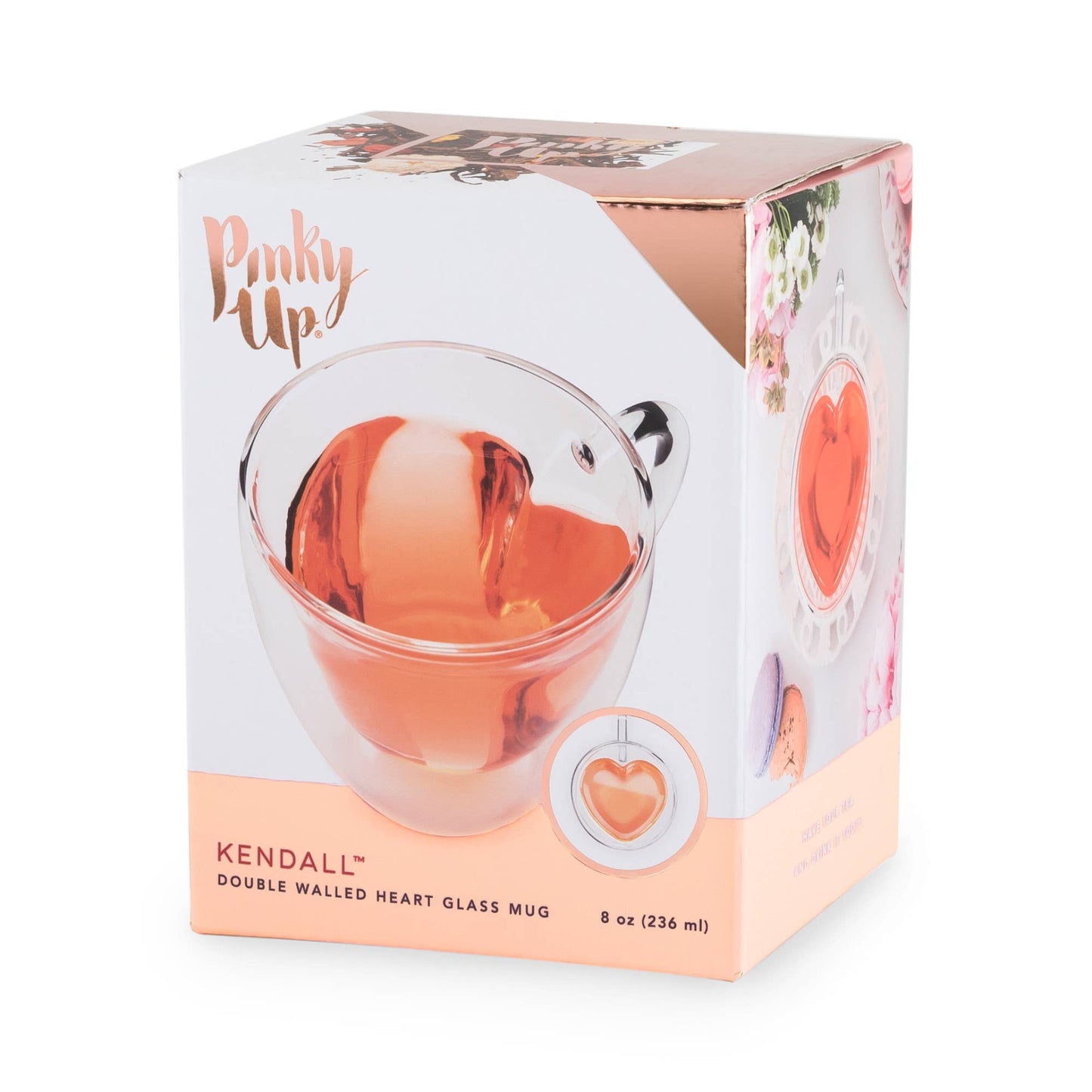 Kendall™ Double Walled Insulated Glass Mug Heart Shaped