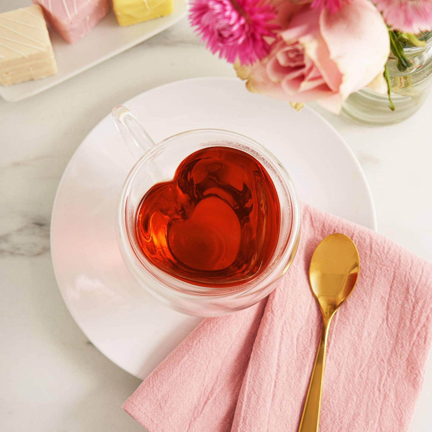 Kendall™ Double Walled Insulated Glass Mug Heart Shaped