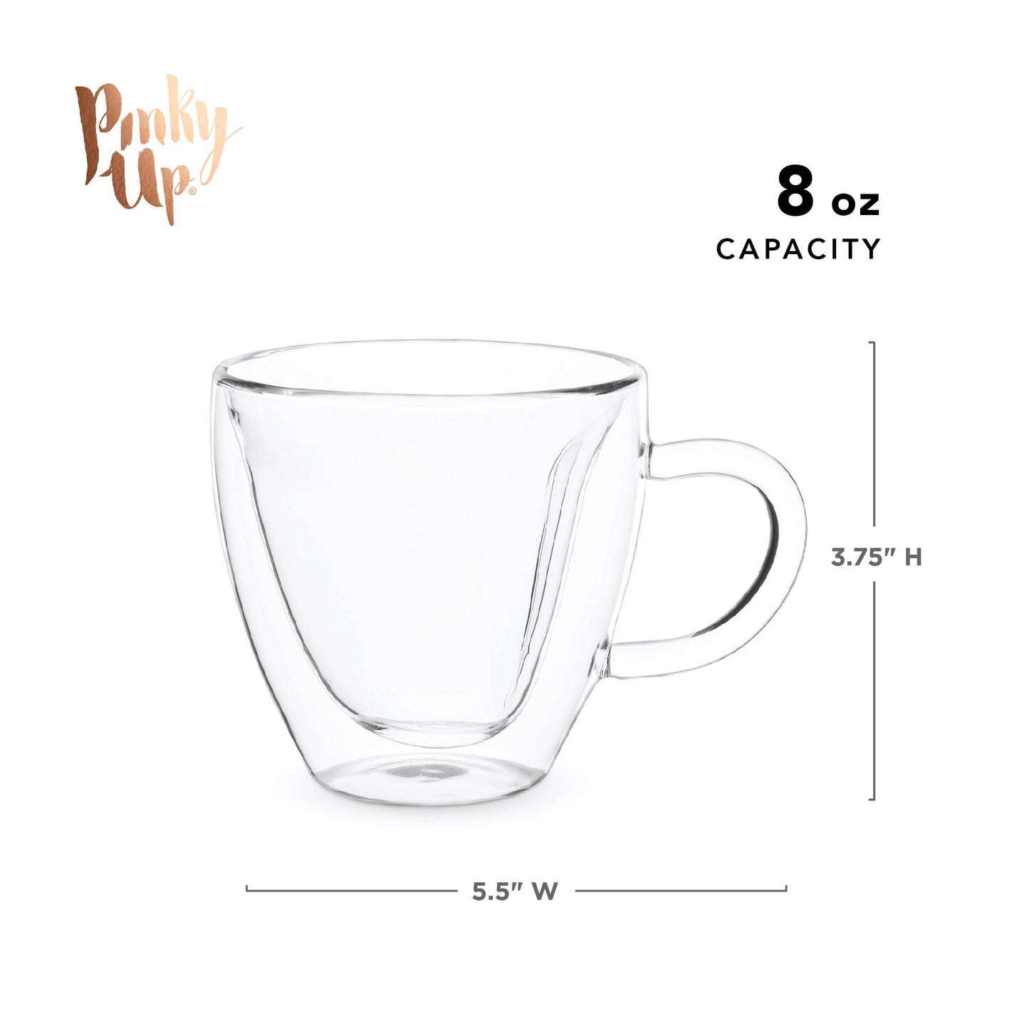 Kendall™ Double Walled Insulated Glass Mug Heart Shaped