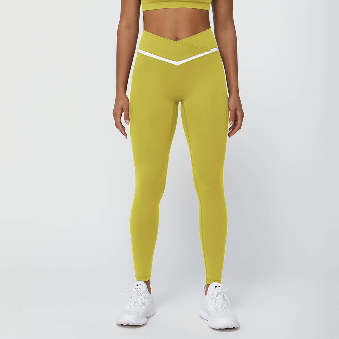Women Color Block Fitness Cross Waist Sport Yoga Leggings