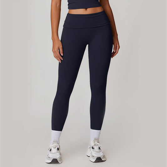 Women Fold Over Waist Fitness Pants Yoga Spors Leggings