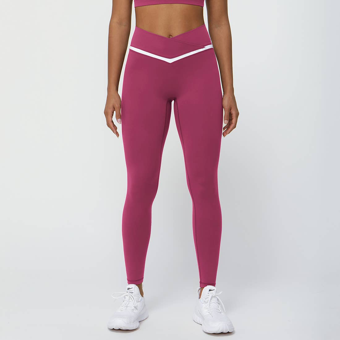Women Color Block Fitness Cross Waist Sport Yoga Leggings