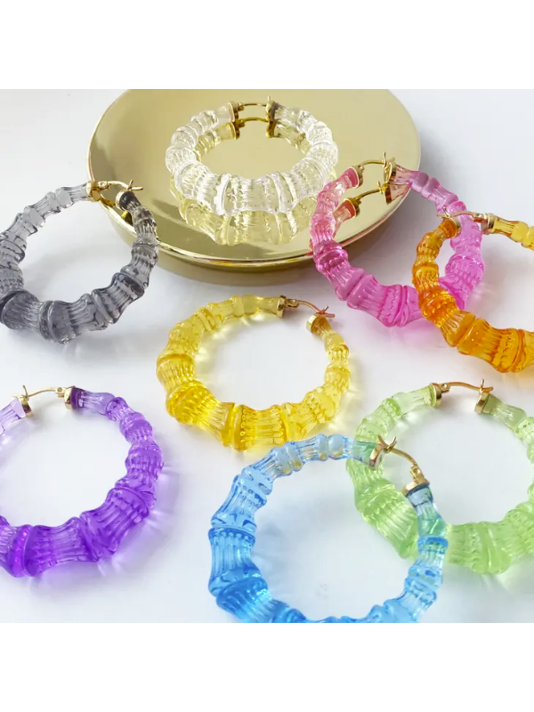 Lucite Bamboo Hoop Earrings