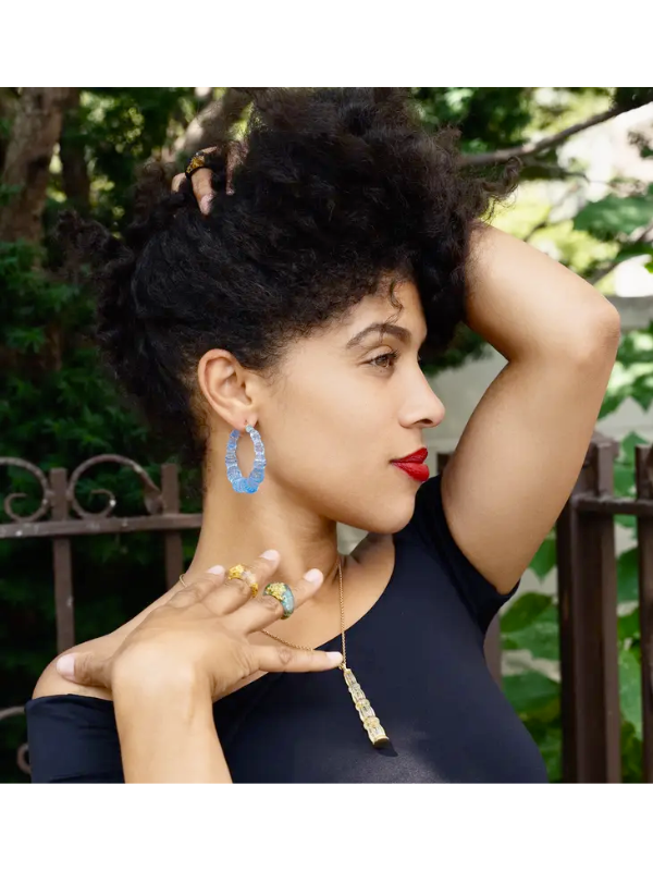 Lucite Bamboo Hoop Earrings
