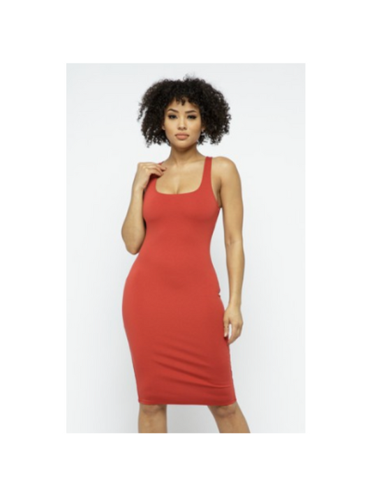 Ponti Sleeveless Tank Bodycon Midi Dress