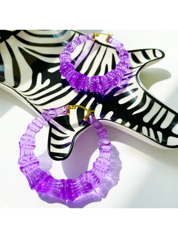 Lucite Bamboo Hoop Earrings