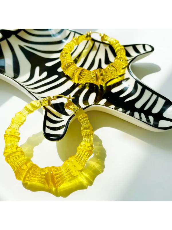 Lucite Bamboo Hoop Earrings