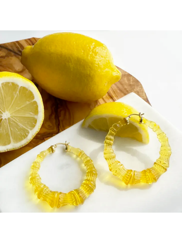 Lucite Bamboo Hoop Earrings